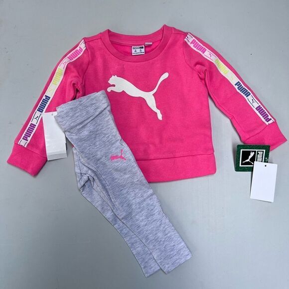 Puma Neon Pink Girl 2 piece set - Picture 1 of 5